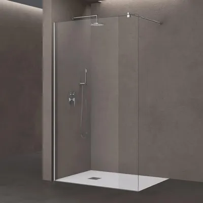 Image de doporro Paroi de Douche à L'italienne Transparent 120cm Pare-Douche Verre de Sécurité 8mm Bremen01K 120x200cm Profilé Chromé avec Stabilisateur en Acier Inoxydable