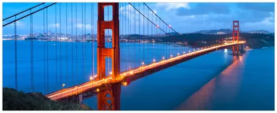 Produktbild von Wallario Wandbild aus Acryl, 200 x 80 cm, freischwebende Optik - Golden Gate Bridge in San Francisco  USA