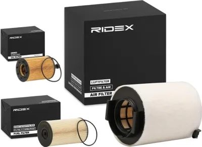 Produktbild von RIDEX Filterset Inspektionspaket Filtersatz für VW GOLF VI (5K1) Golf V Schrägheck (1K1) POLO (9N) Passat Variant (3C5) GOLF PLUS (5M1, 521)