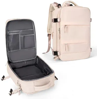 Immagine prodotto di Zaino da esterno impermeabile per laptop da 14 pollici con porta USB, colore beige