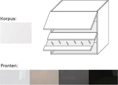 Image de Armoire suspendue (EST-WES/80) 80 cm, insert en verre blanc perle mat, couleur de la façade en acrylique au choix