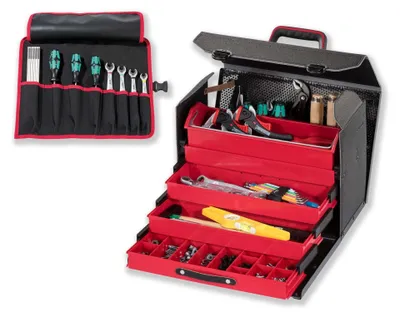 Produktbild von Robuste Werkzeugtasche mit 17 Fächern und Roll-Up Tasche