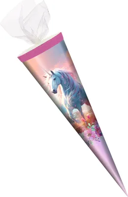 Produktbild von Schultüte / Zuckertüte / 35cm / rund / Tüllverschluss / "Einhorn"