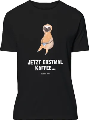 Produktbild von Mr. & Mrs. Panda Größe M T-Shirt Faultier Kaffee - Schwarz - Geschenk, Coffee, Shirt, Kaffeetasse, Herren, Tshirt, mit Spruch