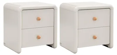 Produktbild von 2er-Set Nachttisch mit 2 Schubladen - Beige SELORINA