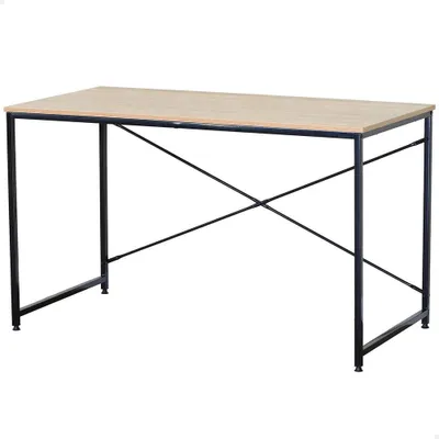 Schreibtisch 120x60x70 cm, Holzplatte, schwarzes Stahlgestell, stabil