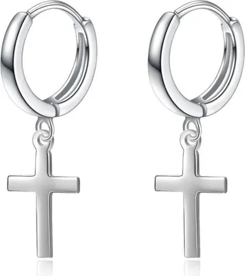 Image de 925 créoles en argent sterling croix et étoiles pour femmes hommes
