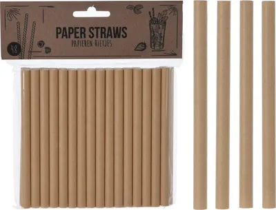 Produktbild von Set mit 48 Strohhalmen Excellent Houseware, Papier, 12 cm, braun