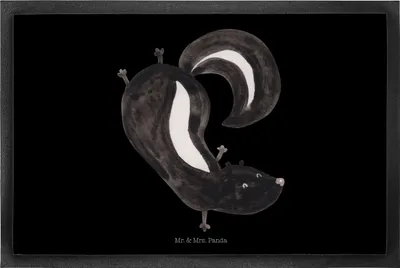 Produktbild von Mr. & Mrs. Panda Bodenvorleger Stinktier Handstand 60 x 90 cm - Schwarz - Geschenk, Fußabtreter, Raubtier, Gummimatte, fußmatte, Wildtier, Skunk, Spielplatz, Stinker