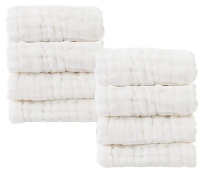 Immagine prodotto di Asciugamani per neonati, 30 x 30 cm, 100% cotone, confezione da 8 pezzi, ideali per la cura del bambino