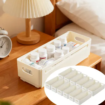 Produktbild von 12er-Set Küchenschrank-Organizer Ausziehbar (28-48 cm) – Anpassbarer Regal-Einsatz für Ordnung in Schrank & Kühlschrank – Faltbar, Weiss