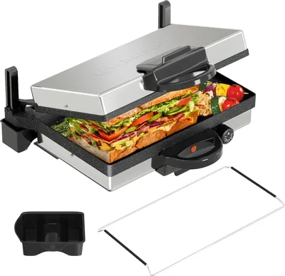 Produktbild von Kontaktgrill, Scheffler 2000W Optigrill, Multi Grill, Lahmacun Makinasi Grill, Toaster Brotmaschin Edelstahl Tischgrill mit Grill Antihaftbeschichtung