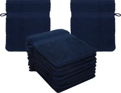 Produktbild von Betz 10 Stück Waschhandschuhe 16x21 cm PREMIUM 100% Baumwolle  Farbe: dunkelblau