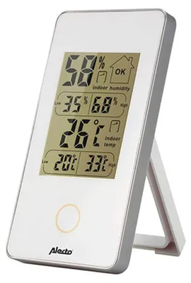 Innen-Wetterstation, Thermometer, Hygrometer, Weiß, 6,2x10x10 cm
