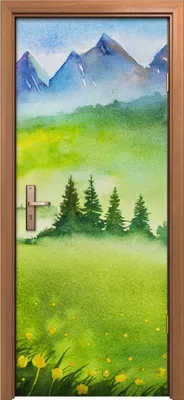 Produktbild von Türposter 80x200 cm Türaufkleber Türtapete Türfolie Klebefolie Blume Bäume Wiesen Berge Landschafts