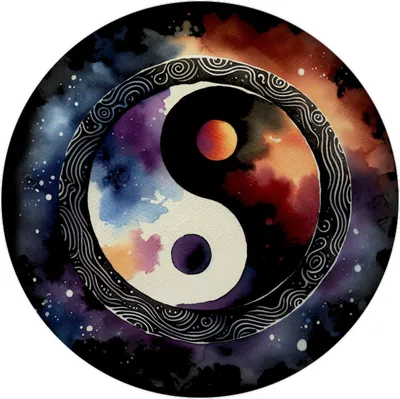 Produktbild von Yin und Yang Aquarell Magnet rund
