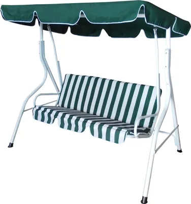 Produktbild von DEGAMO Hollywoodschaukel Gartenschaukel Florida 3-sitzer, Gestell Metall weiss, Bezüge grün/weiss, stabile Ausführung