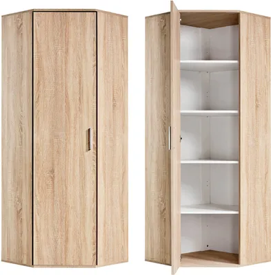 Produktbild von mokebo® Eckschrank in Braun aus Holz 'Der Lange', Aktenschrank & Mehrzweckschrank für Flur oder Büro in 64x180x64 cm (B/H/T), auch als Aktenschrank, Allzweckschrank oder Haushaltsschrank