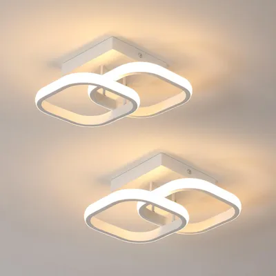 Image de Comely, lot de 2 plafonniers LED modernes, 22W, 2700 lumens, petits plafonniers LED carrés, éclairage intérieur pour chambre, salon, couloir, lumière chaude 3000K, blanc, 24 cm