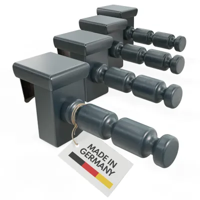Produktbild von 4x Fensterhaken klemmbar mit Distanzhalter, Größe M in anthrazit, Abstandshalter, Aufhänger für Fensterdekoration, Klemmbereich 10-27 mm