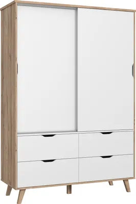 Obrázek produktu pro Nábytek24 Skříň s posuvnými dveřmi Vankka Vnks821-C338 Šatní skříň světlý dub/bílá