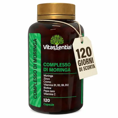Immagine prodotto di Complesso di moringa - polvere di Moringa oleifera ad alto dosaggio con vitamina C, B1, B2, B6, B12, biotina, zinco e cromo, Immagine generata dall'IA