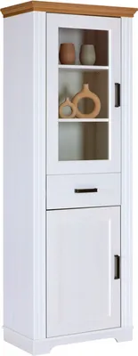 Produktbild von Inter Link Maluno Säulenvitrine Massivholz Kiefer Weiß/Oak Colori
