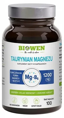 Suplement Diety Biowen Taurynian Magnezu 600 mg 100 kaps. mięśnie kości