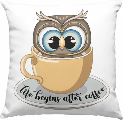 Produktbild von Trendation - Life Begins After Coffee Lustige  Deko-Kissen mit Füllung 40x40 für Kaffeeliebhaber Geschenk mit Spruch (Blau)