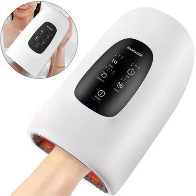 Productafbeelding van Elektrisch handmassageapparaat met warmte- en drukfunctie, geschikt voor mensen met artritis en carpale tunnel syndroom.