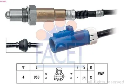 Produktbild von FACET Lambdasonde für FORD MONDEO III Kombi (BWY) nach-Kat Beheizt Planarsonde 950mm 10.7680