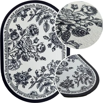 Produktbild von Dekorative Tischunterlage Servette Unter Teller Blumenmuster 30X45 Bloom Schwarz
