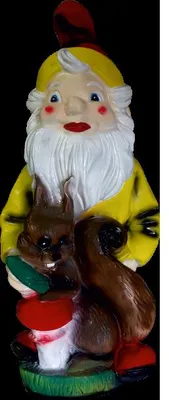 Image de Garten Zwerg mit Eichhörnchen Figur Statue Skulptur Figuren Skulpturen Deko 8814