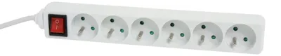 Obrázok produktu pre Debflex 716963, zásuvková jednotka, 6 zásuviek, 16 A, s vypínačom, biela, dĺžka kábla 1,5 m