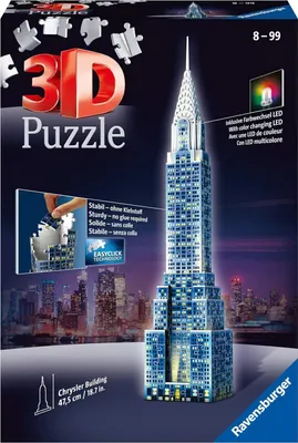 Produktbild von 216 Teile Ravensburger 3D Puzzle Bauwerk Chrysler Building bei Nacht 12595