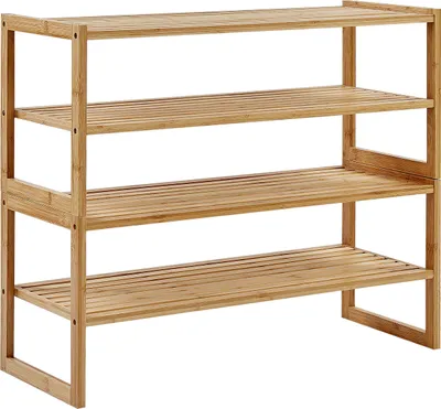 Produktbild von BELIANI Badregal Hellbraun Bambusholz 60 cm Hoch 4 Fächer Lamellen-Optik Latten-Optik Schmal Rustikal Badezimmer Ausstattung Badmöbel Holzregal