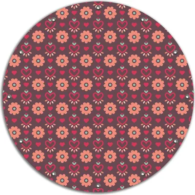 Produktbild von Wallario rundes Outdoor-Poster für Garten oder Balkon, Motiv Muster mit Blumen und Herzen, 90 cm Durchmesser