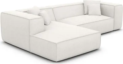 Produktbild von Strukturstoff L-Form Sofa Arelia Weiß Links