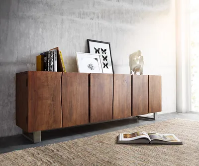 Produktbild von DELIFE Sideboard Live-Edge 220 cm Akazie Braun massiv 6 Türen