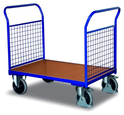 Produktbild von Doppel Stirnwandwagen mit Draht RAL5010 Enzianblau Stirnwagen Schiebebügelwagen