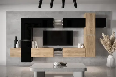 Produktbild von Furnitech Wohnwand Wohnzimmer - Wohnzimmer Schrankwand (AN91NEW-21BS-HGM23)