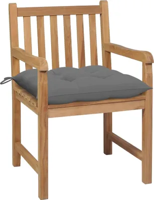 Produktbild von vidaXL Gartenstühle 2 Stk. mit Grauen Kissen Massivholz Teak