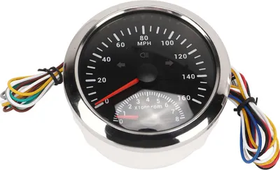 Obrázek produktu pro GPS tachometr s otáčkoměrem, 8000 ot./min, DC9 až 32 V, IP67, vodotěsný, 0–160 MPH, červené podsvícení, přesný pro lodě, ATV, černý ciferník