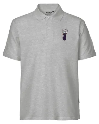 Produktbild von Huuraa Herren Polo Shirt Hirsch Silhouette M Sport Grey Bio Baumwolle Fairtrade Poloshirt Geschenkidee