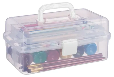 Image de Boîte de rangement à 9 compartiments, boîte de rangement pour matériel de bricolage et accessoires de couture, H x l x P : 14,5 x 33 x 19