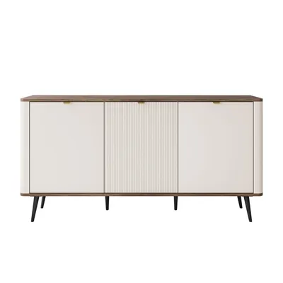 Produktbild von Kommode für das Schlafzimmer AUTUMN 3D mit geriffelter Front, Kaschmir / Nussbaum
