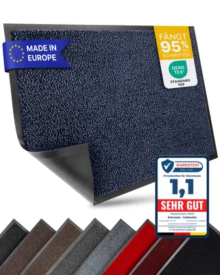 Produktbild von Entrando Fußmatte 40x60 cm in Blau Schwarz - waschbar, rutschfest, dünn, für innen und außen - ideal für Haustür, Flur, Balkon, Terrasse - Schmutzfangmatte Carpet Fußabtreter Türmatte Schuhabstreifer Fußabstreifer Fußmatten Schmutzmatte Schuhmatte Türvorleger Doormat Fussabstreifer Teppich für draußen Fussmatten für den Aussenbereich Fussmatten