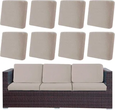 Produktbild von Outdoor Patio Sitzkissenbezug, Stretch Sofakissenbezüge Sofabezüge Abnehmbar Terrasse Gartenpolster Ersatzbezug für Rattan Ecksofa Terrassenmöbel,Khaki