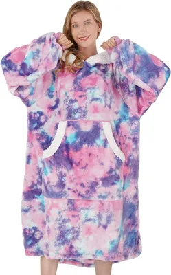 Produktbild von Kapuzenpullover (Flanell Hoodie, Übergröße Pullover) Sweatshirt Decke, Kuschelpullover Für Damen Herren, Farbe: Rosa