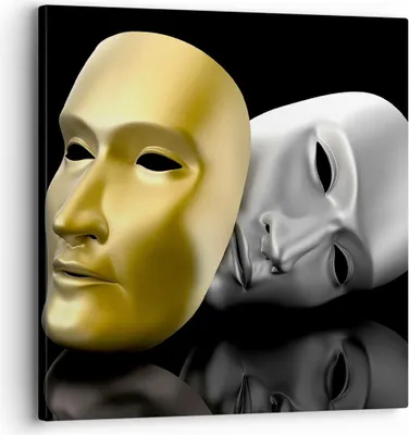 Produktbild von Bild auf Leinwand - Leinwandbild - Maske Theater Bühne Schauspieler - 30x30cm - Wand Bild - Wanddeko - Leinwanddruck - Bilder - Kunstdruck - Wanddekoration - Leinwand bilder - Wandkunst - AC30x30-2432